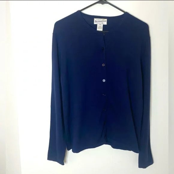 Vintage 90s Pendleton Classic Crewneck Cardigan in Navy - Picture 3 of 5